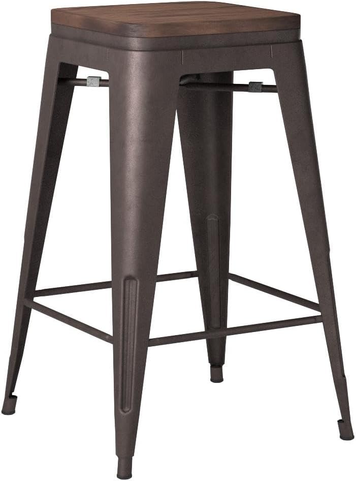 26" Rusty Metal Bar Stools Set 4
