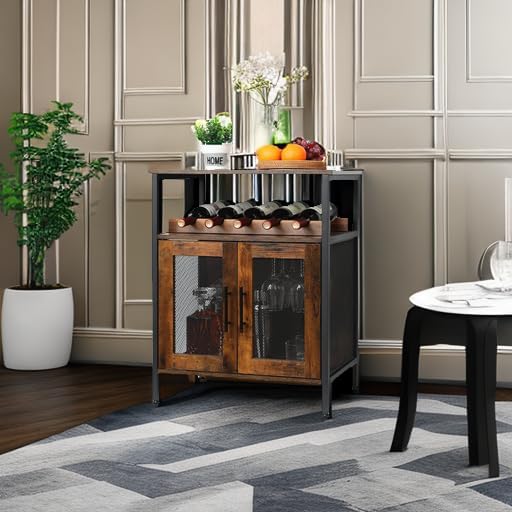 X-cosrack Rustic Mesh Door Wine Bar Sideboard Cabinet