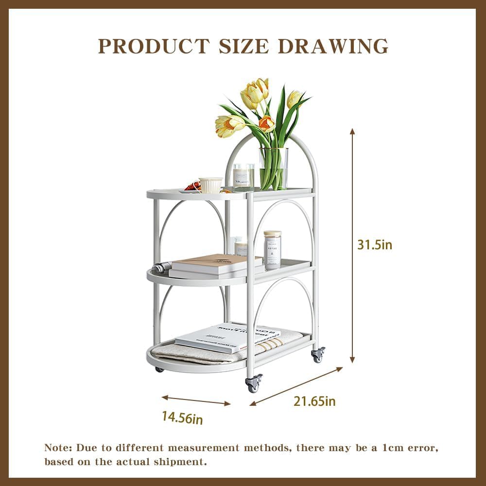 White Rolling Metal Bar Cart