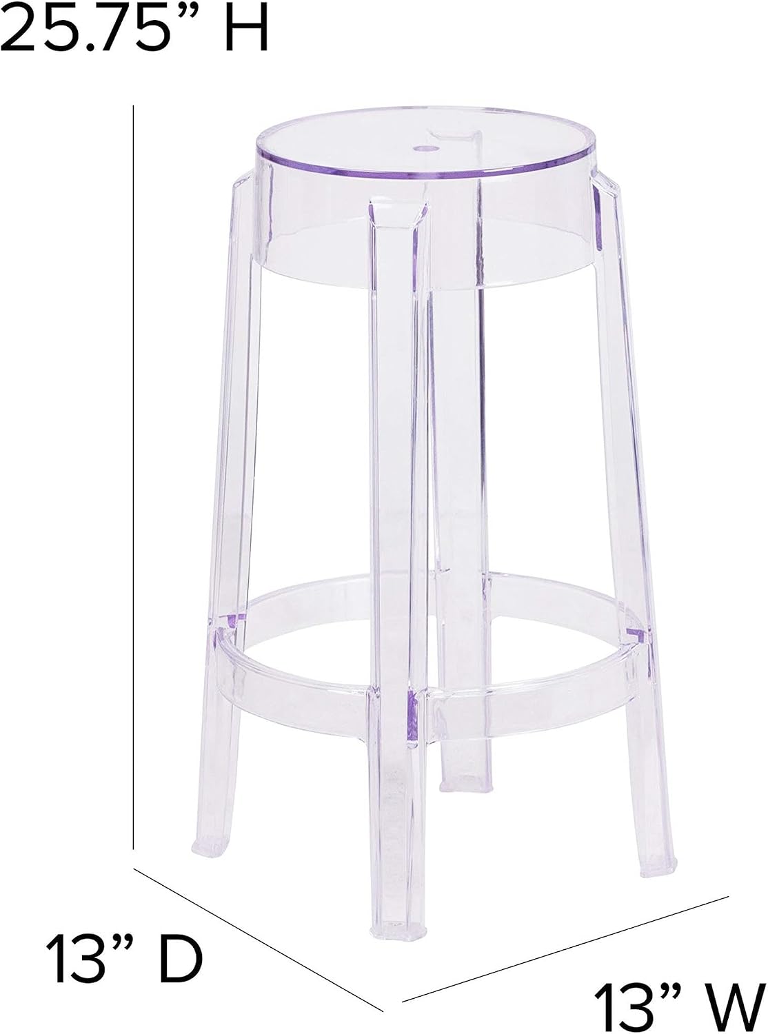 25.75" Clear Stackable Acrylic Stool