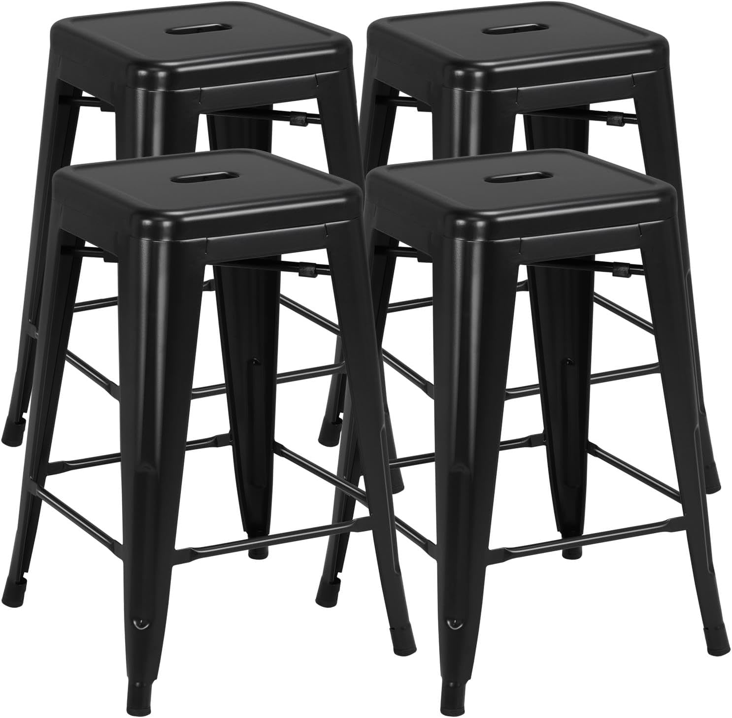 24" Black Stackable Bar Stools Set 4