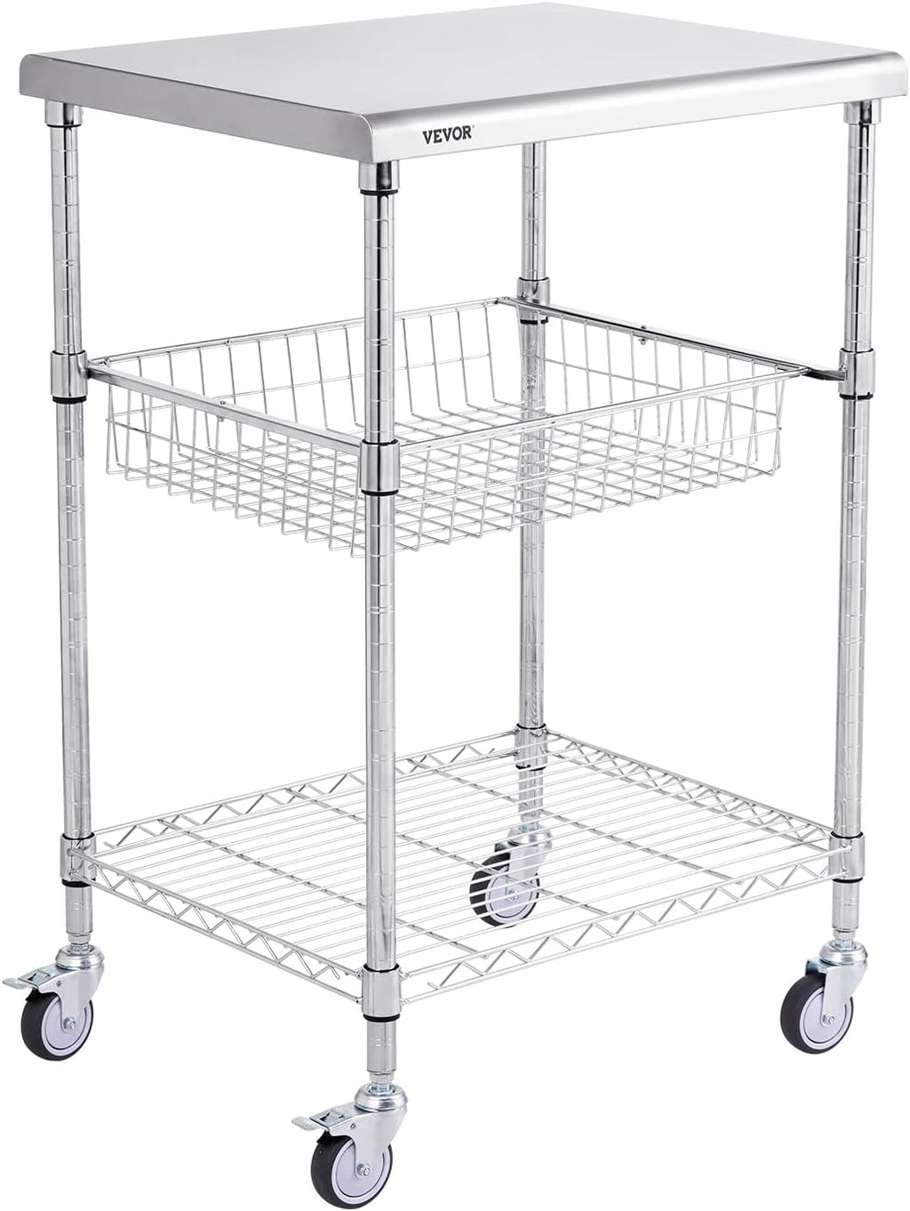 3-Tier Steel Rolling Utility Cart