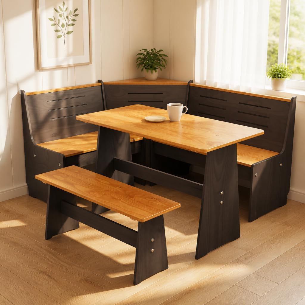 Black Farmhouse Nook Dining Set