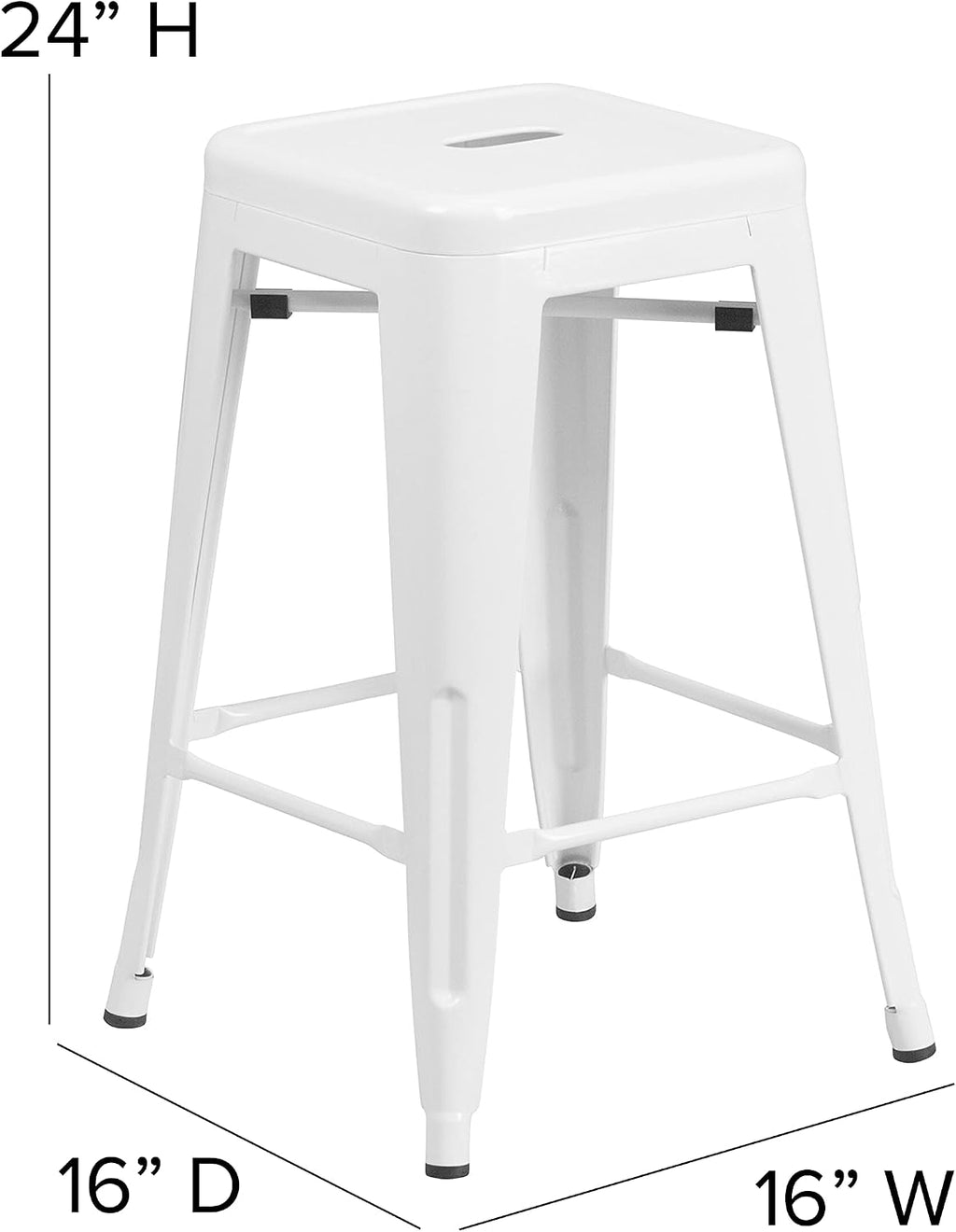 24" White Frame Gray Seat Bar Stool