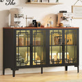 53" Black Farmhouse COB Light Glass Door Sideboard
