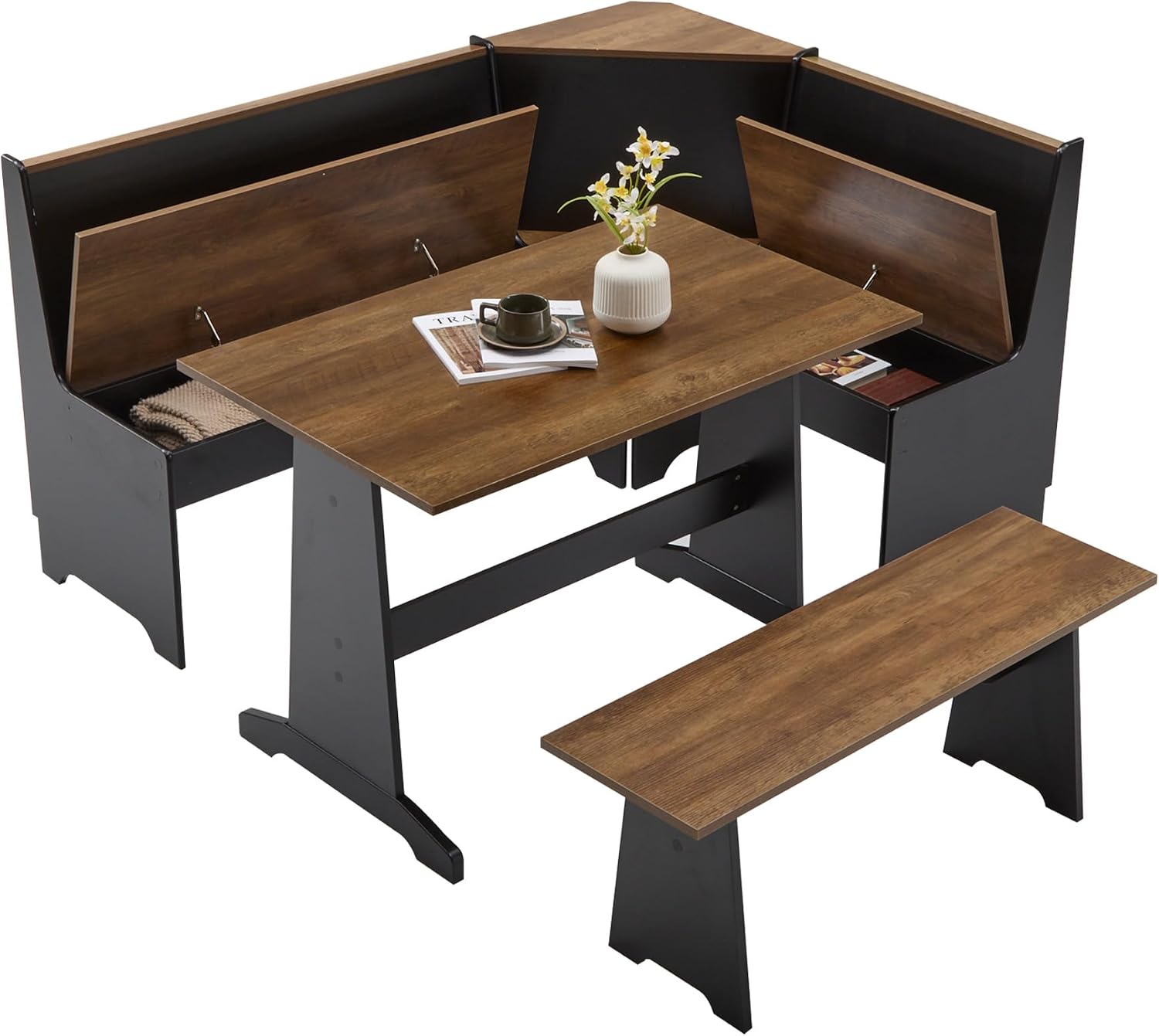 Black Oak 3pc Nook Dining Set