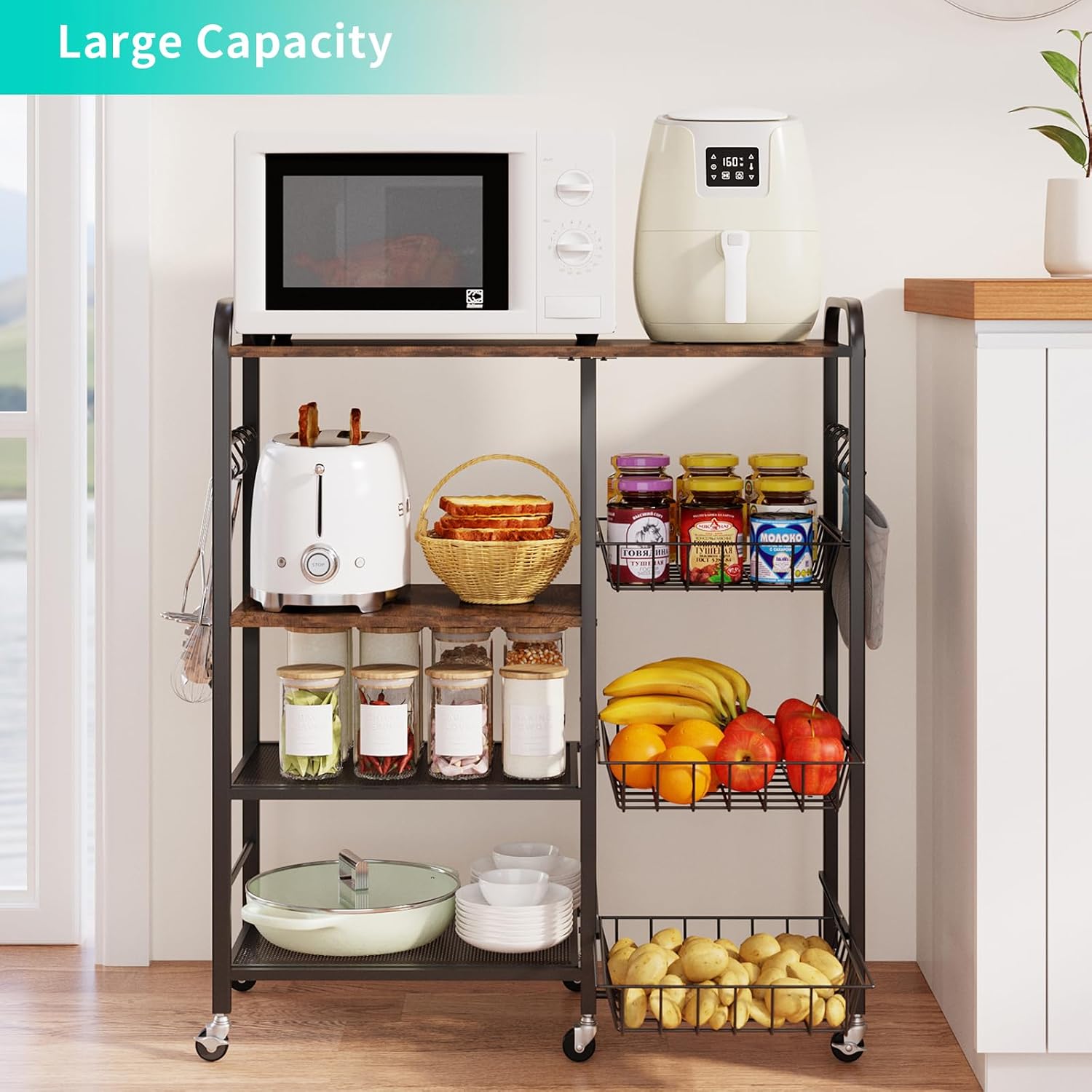 4-Tier Rolling Microwave Storage Cart