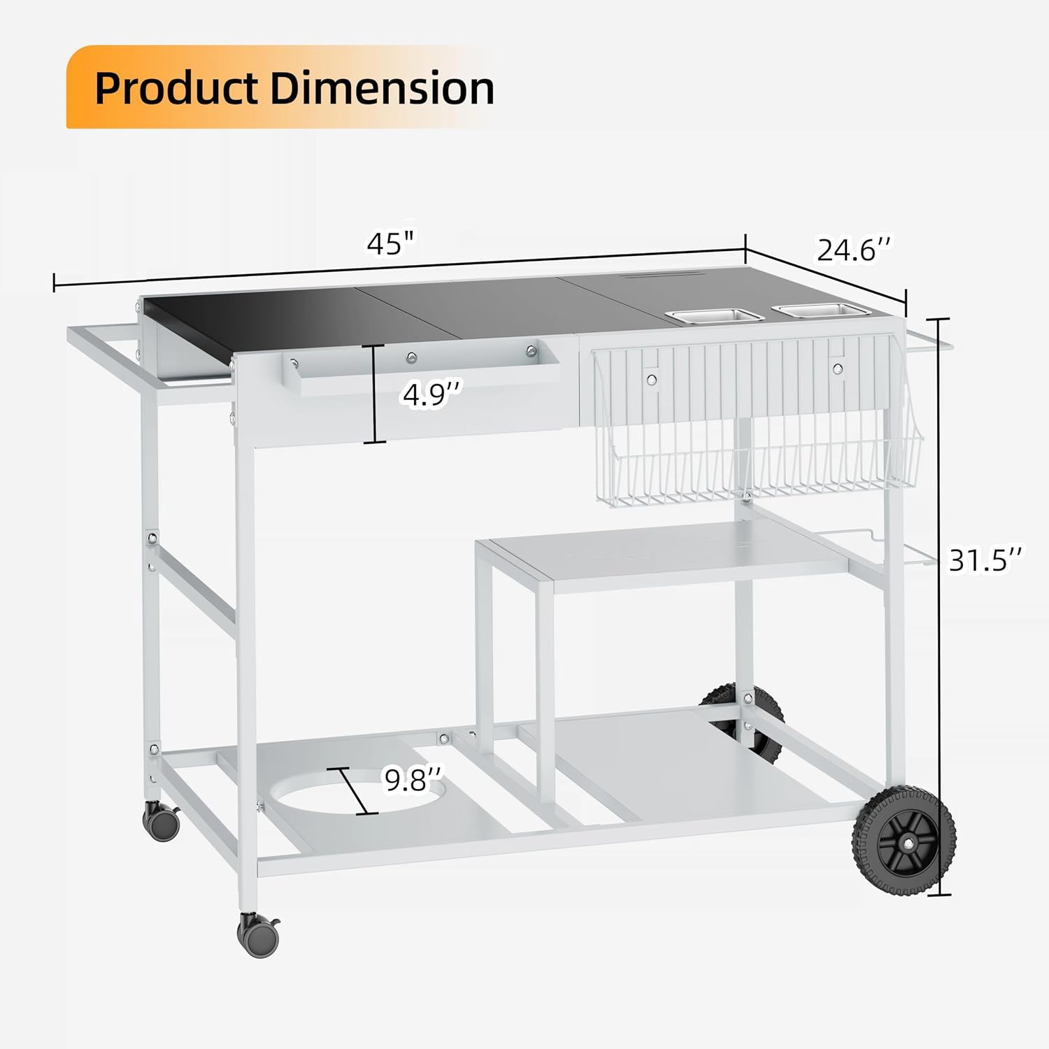 3-Tier Rolling Metal Kitchen Island