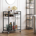 Black Rolling Wine Rack Bar Cart