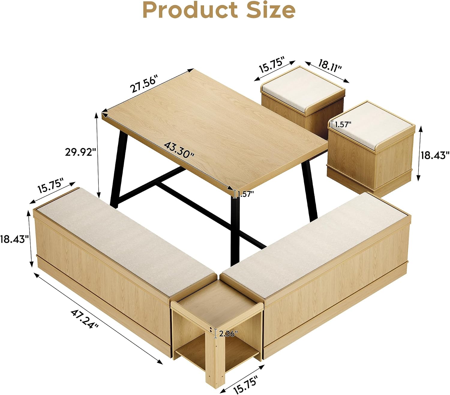 Natural Corner Booth Dining Set