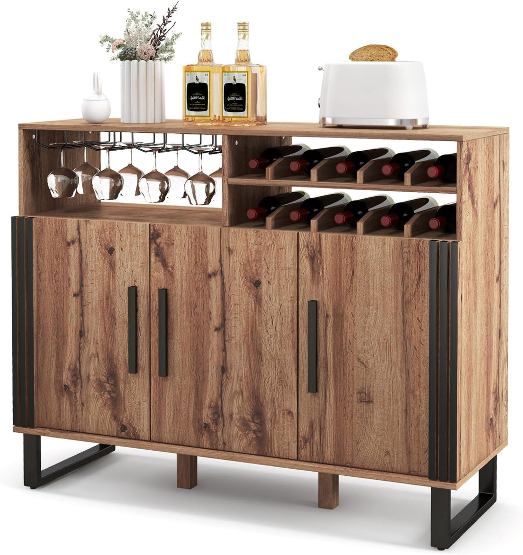 Metal Leg Wine Storage Sideboard Cabinet