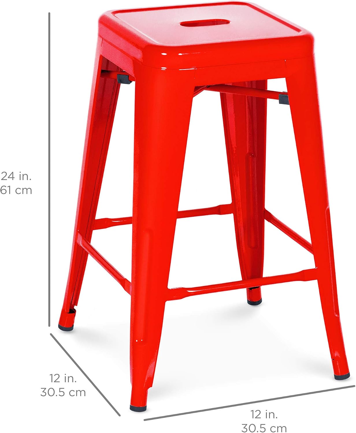 24" Red Stackable Backless Counter Bar Stools