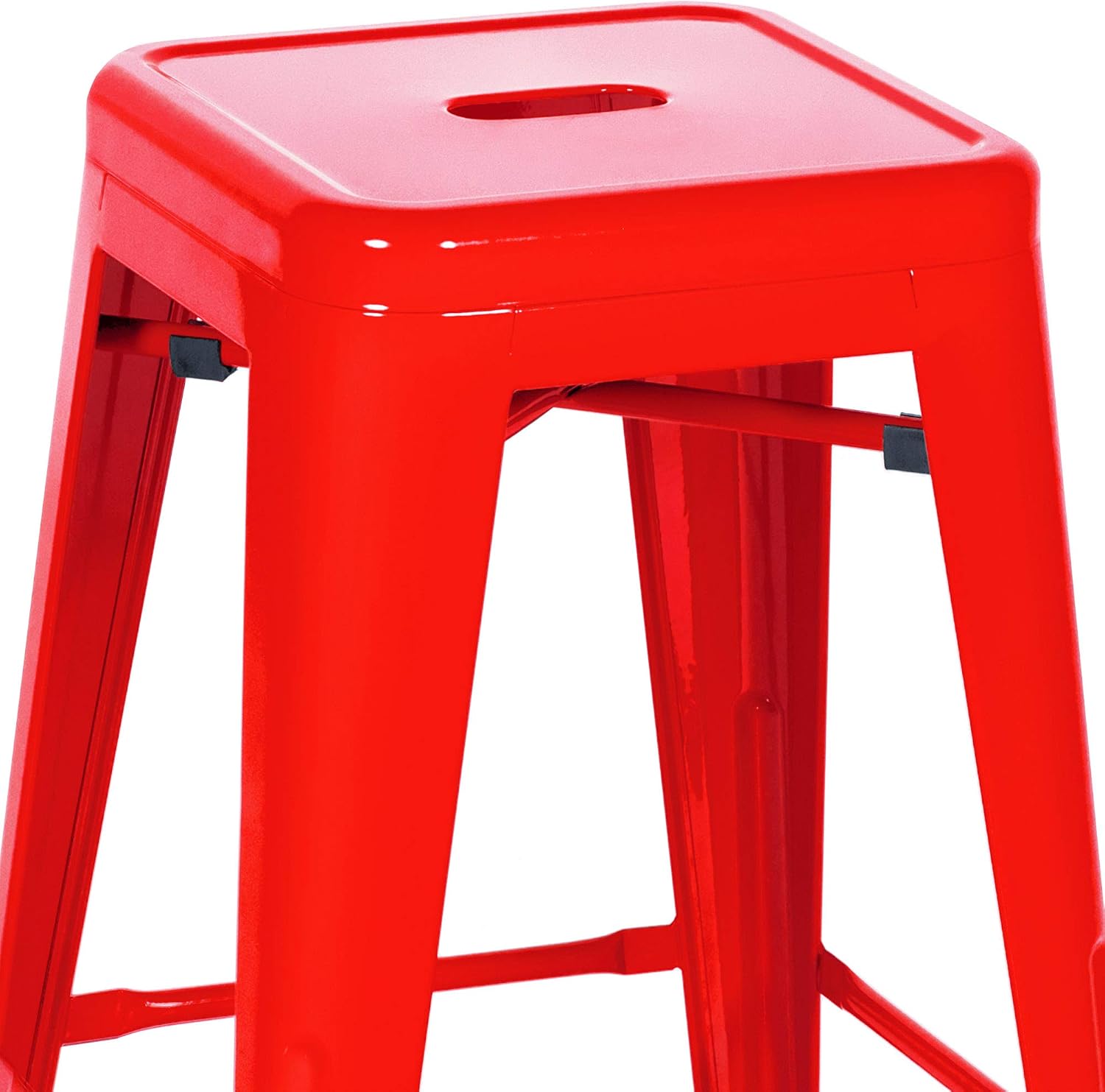 24" Red Stackable Backless Counter Bar Stools