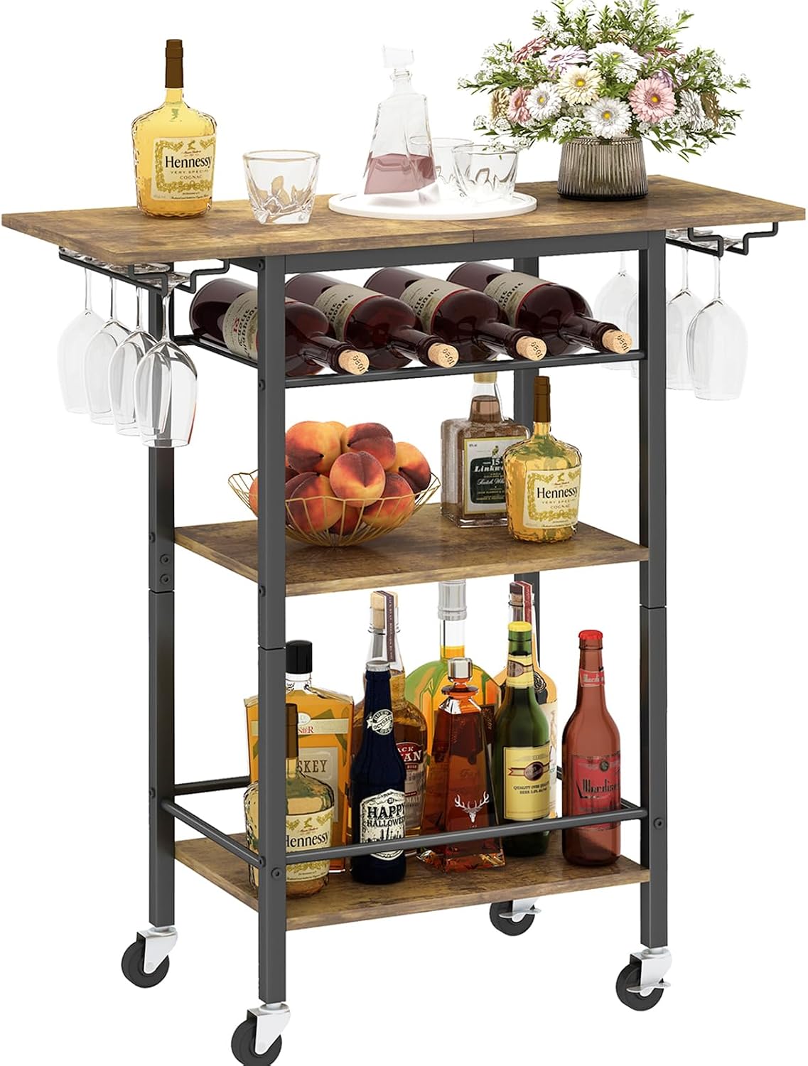 3-Tier Rolling Home Bar Cart
