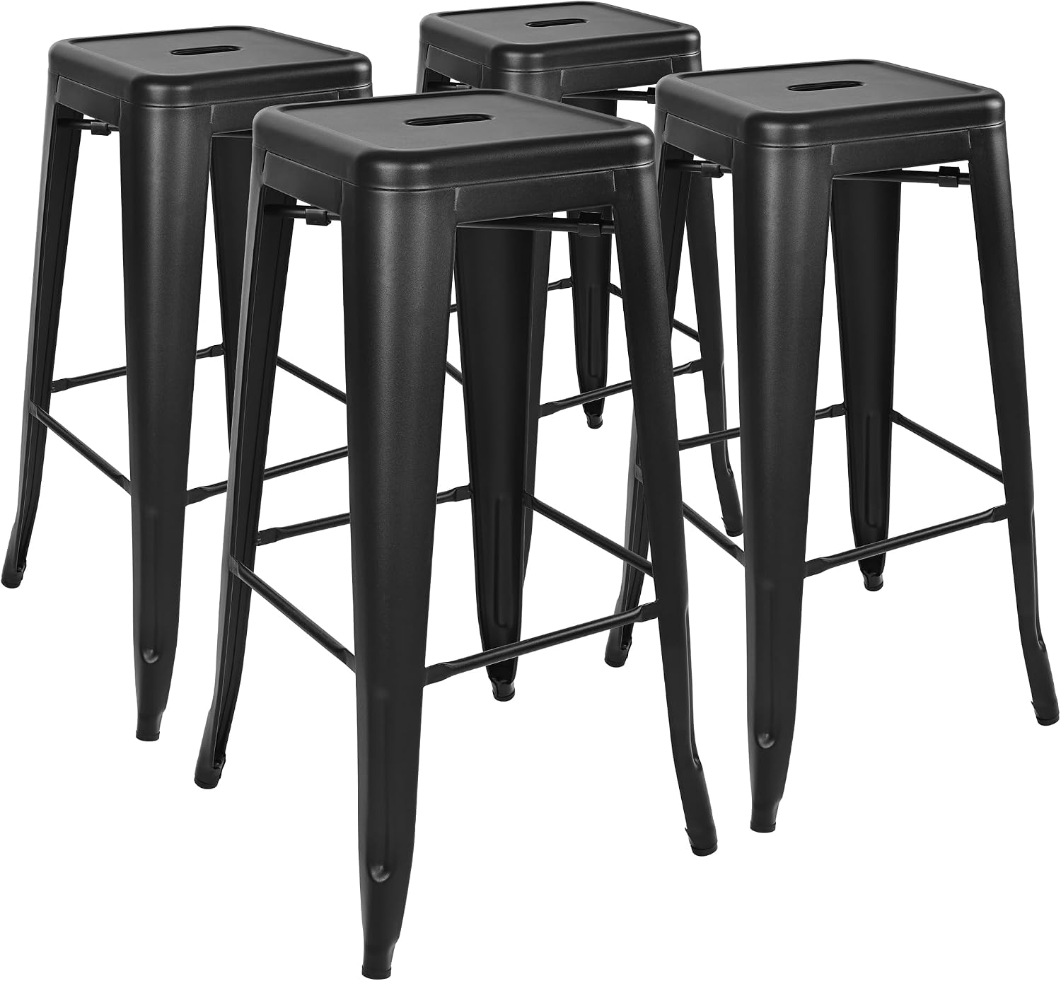 30" Graphite Stackable Backless Metal Bar Stools Set of 4