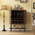 Walnut Fluted Sliding Door Wine Bar Cabinet