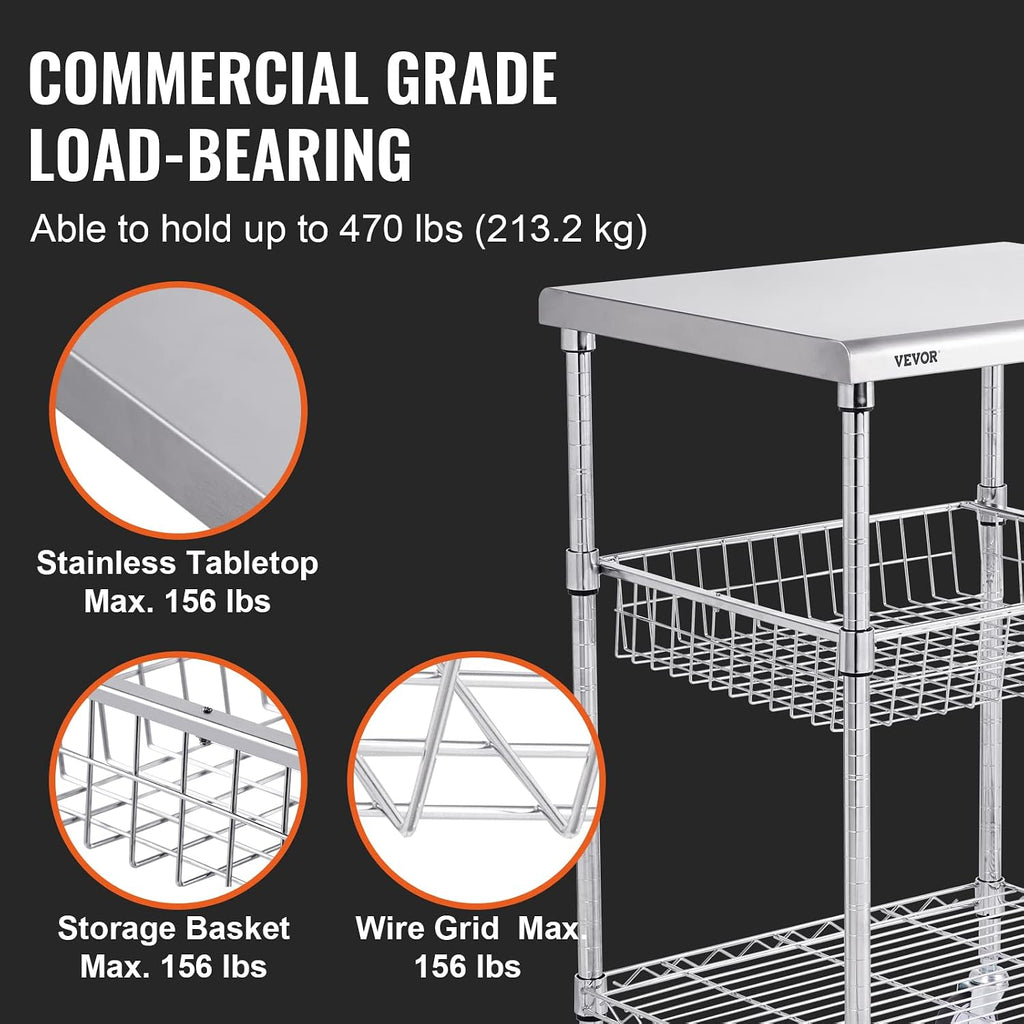 3-Tier Steel Rolling Utility Cart