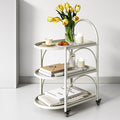 White Rolling Metal Bar Cart