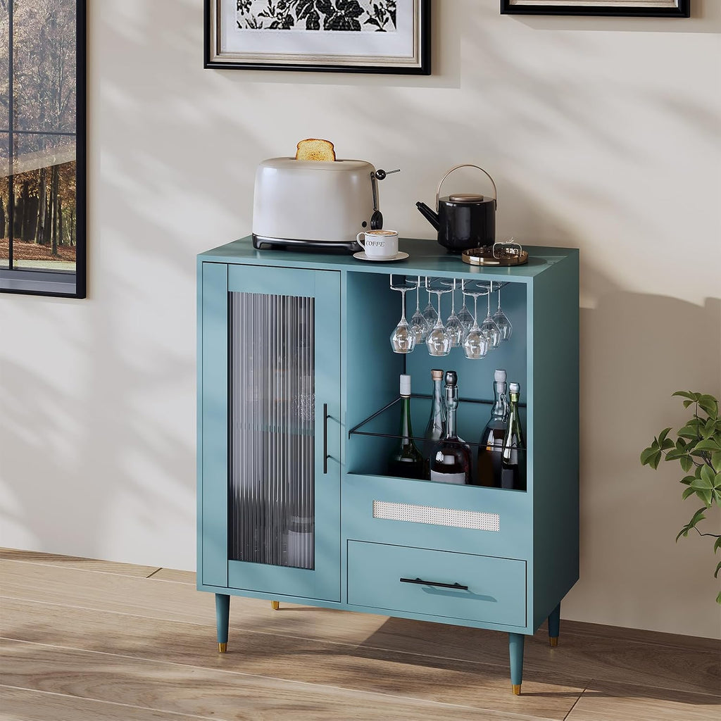 Modern Glass Door Wine & Coffee Bar Sideboard
