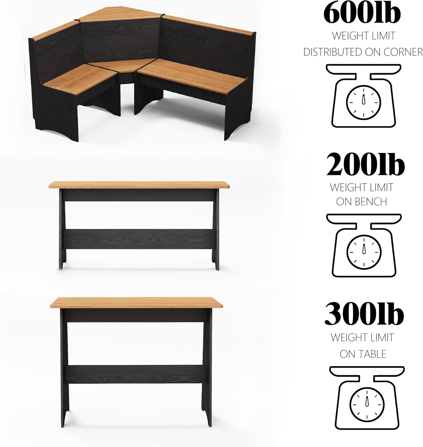 Black Natural Nook Dining Set