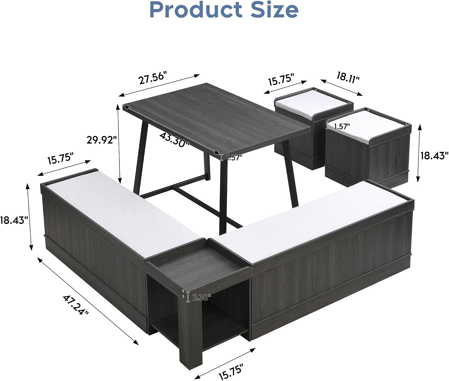 Espresso 6pc Breakfast Nook Set