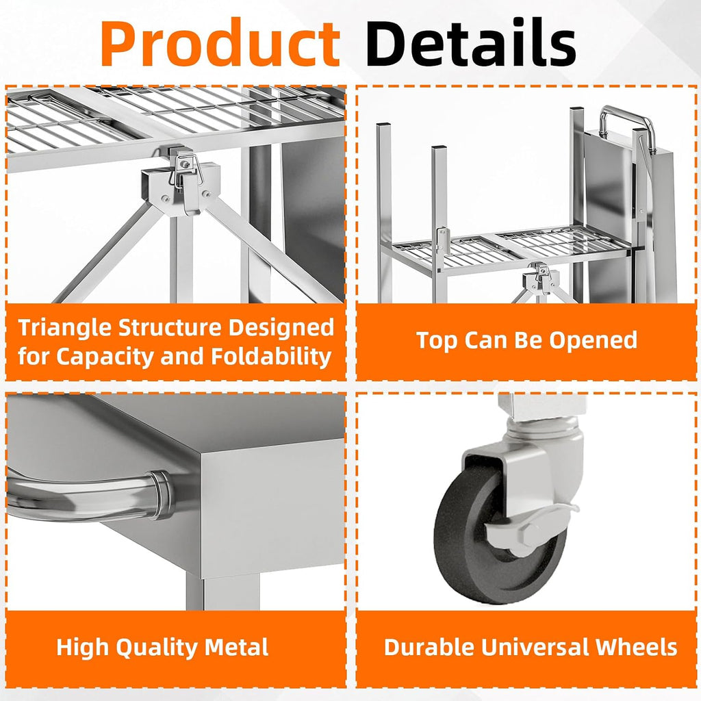 3-Tier Folding Outdoor Grill Cart