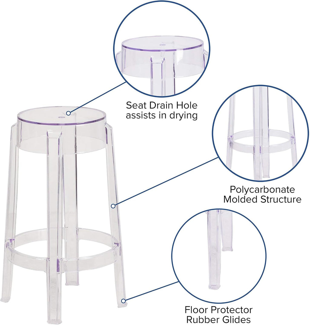 25.75" Clear Stackable Acrylic Stool