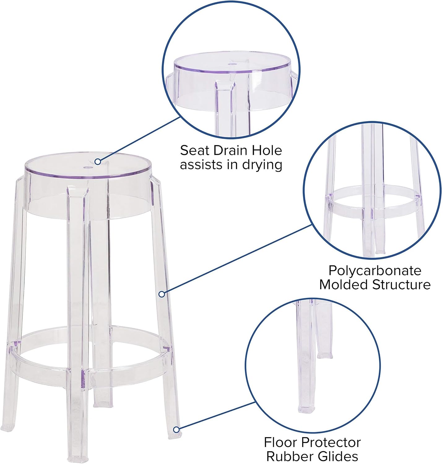 25.75" Clear Stackable Acrylic Stool