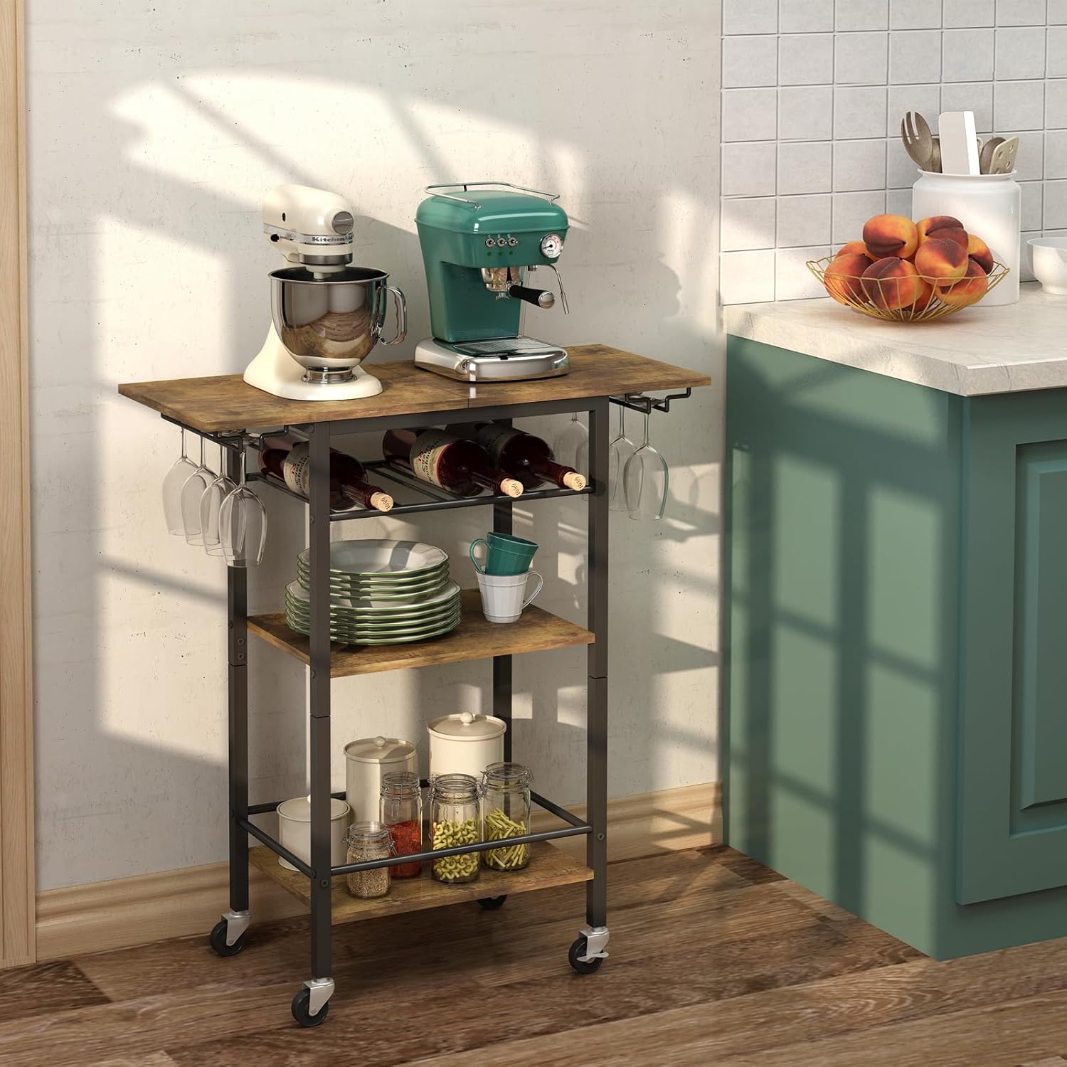3-Tier Rolling Home Bar Cart