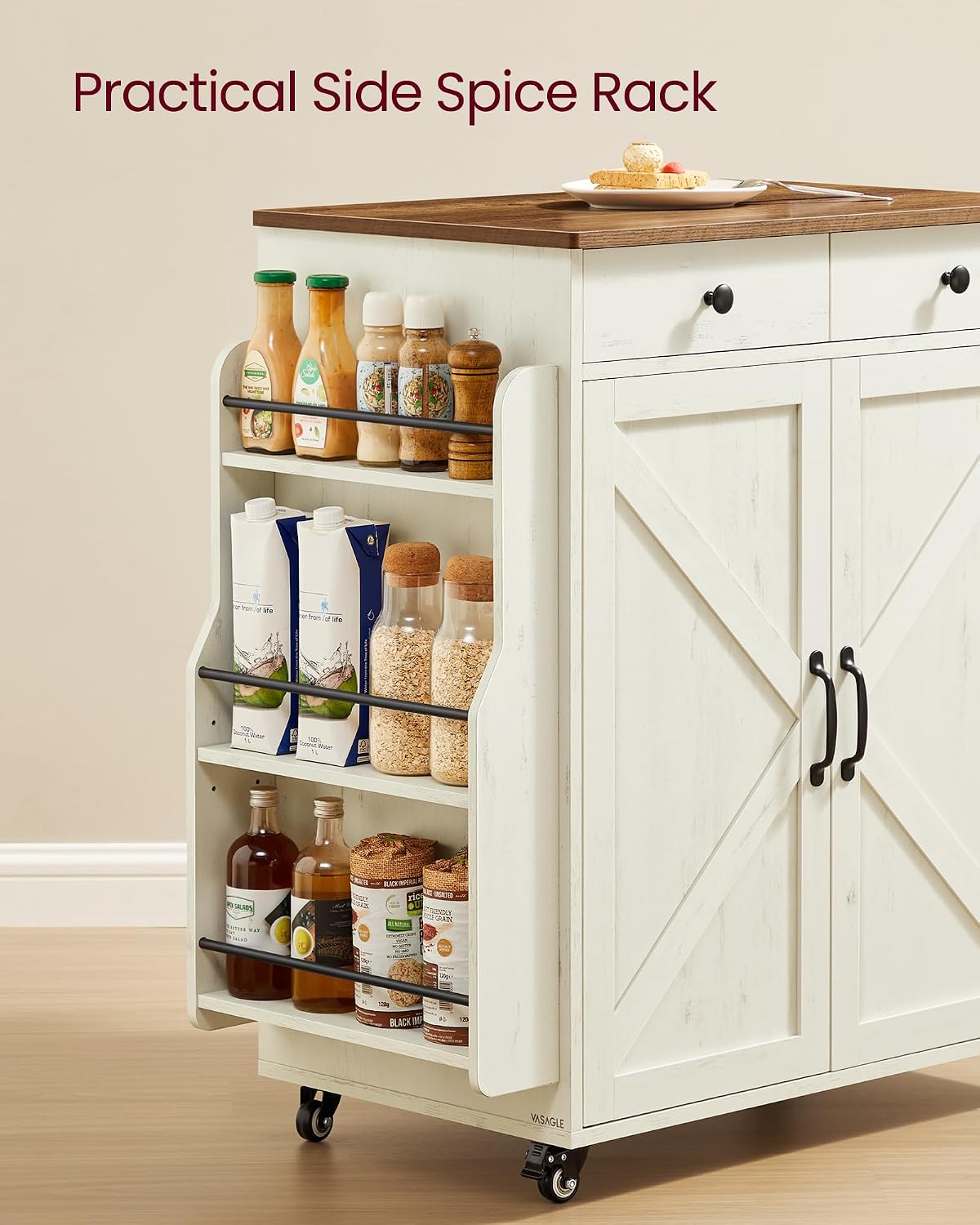 Rolling Rustic Kitchen Island Cart