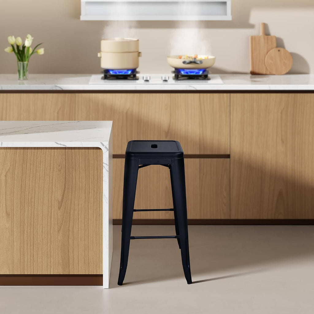 30" Graphite Stackable Backless Metal Bar Stools Set of 4