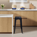 30" Graphite Stackable Backless Metal Bar Stools Set of 4