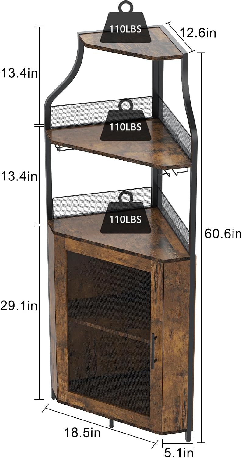 Industrial Retro Brown Corner Wine Cabinet