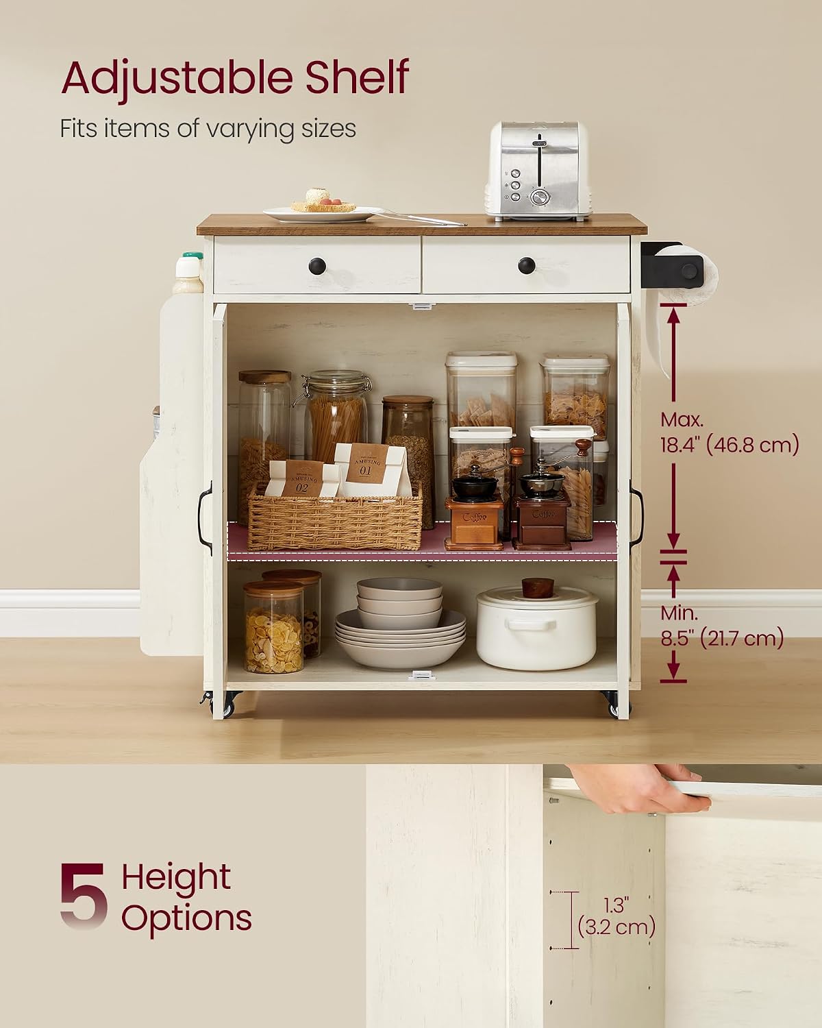 Rolling Rustic Kitchen Island Cart