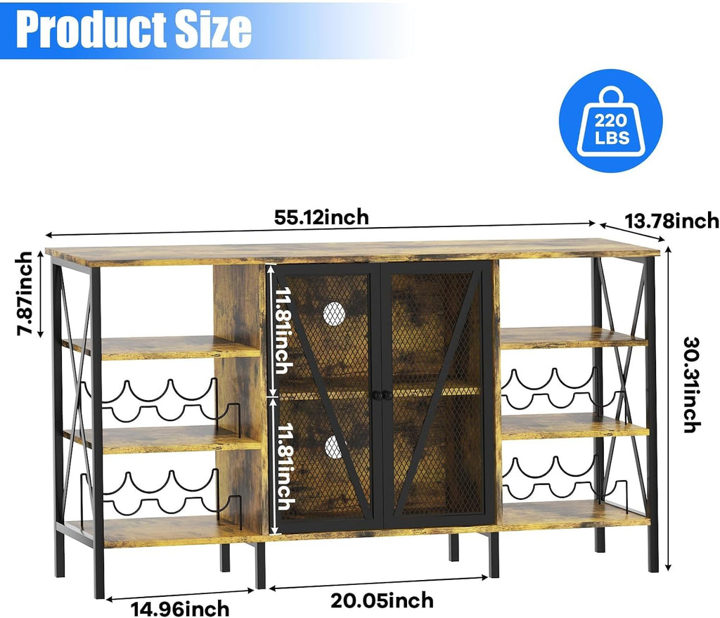 55" LED Mesh Door Modern Wine Bar Sideboard