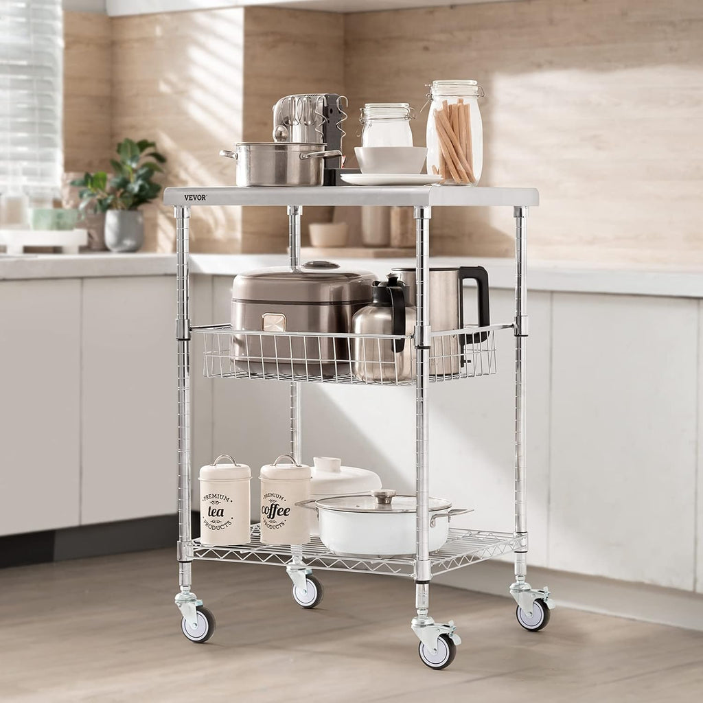 3-Tier Steel Rolling Utility Cart