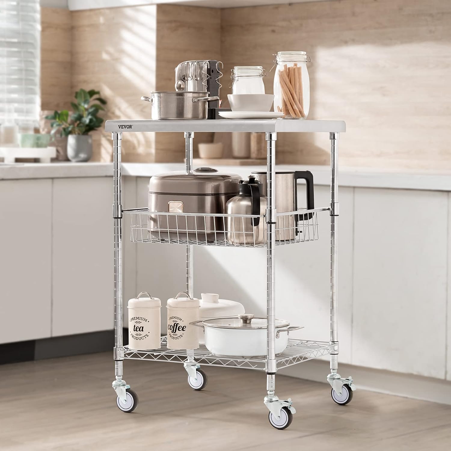 3-Tier Steel Rolling Utility Cart