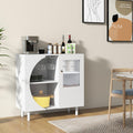 White Tempered Glass Door Wine Bar Buffet Cabinet