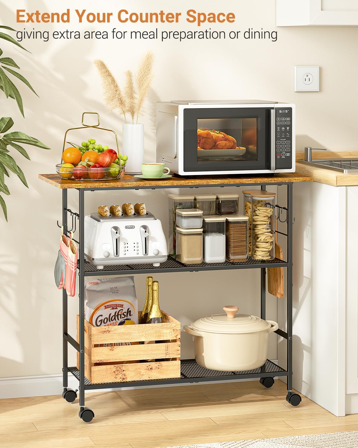 3-Tier Metal Rolling Kitchen Island