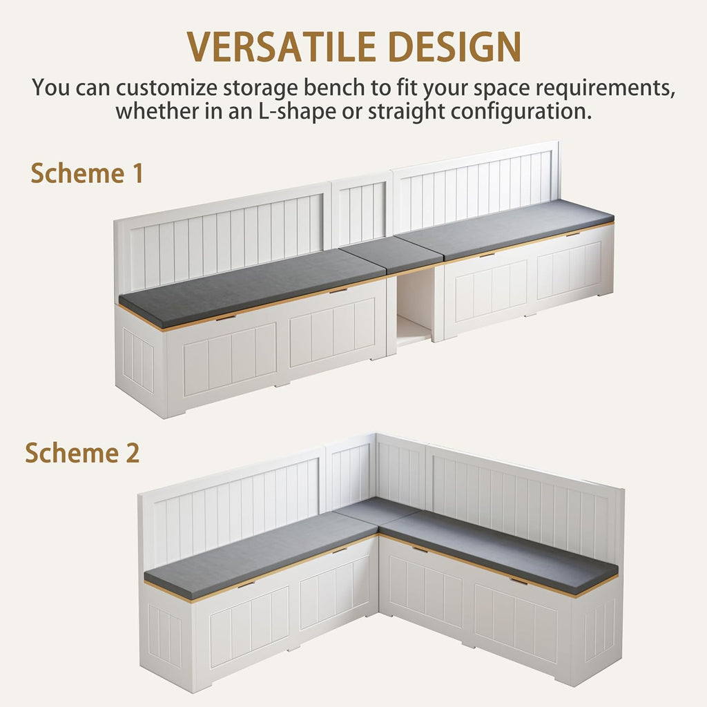 White Storage L-Shape Nook Set
