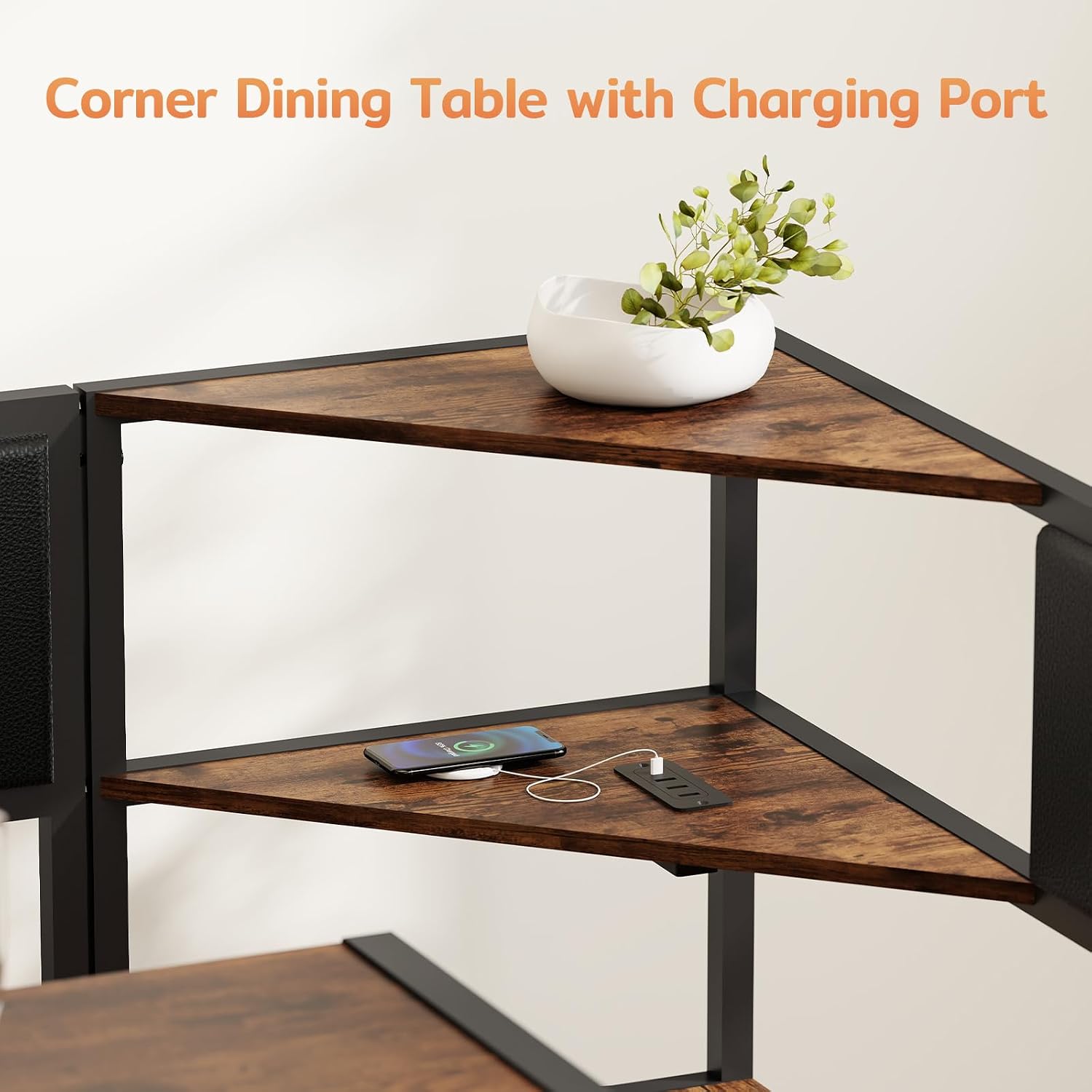 Brown L-Shaped Breakfast Nook Set