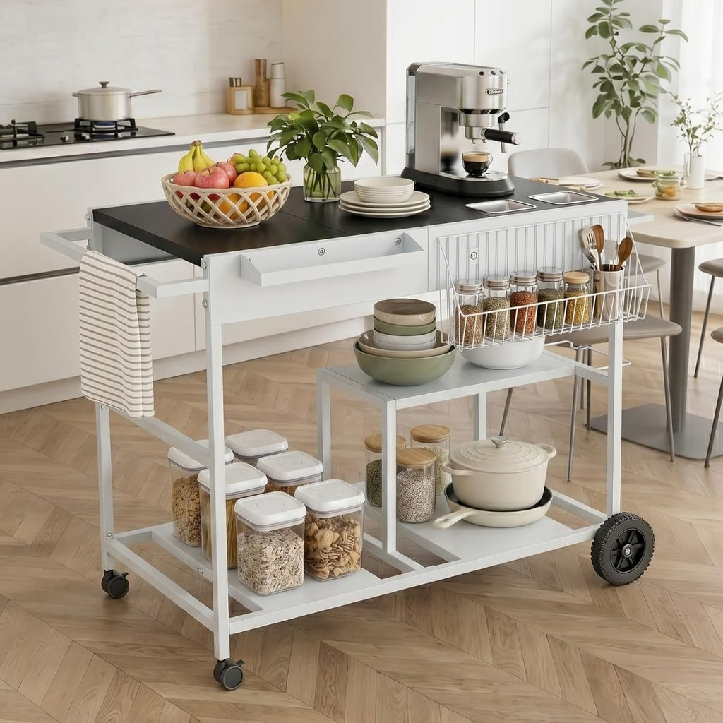 3-Tier Rolling Metal Kitchen Island