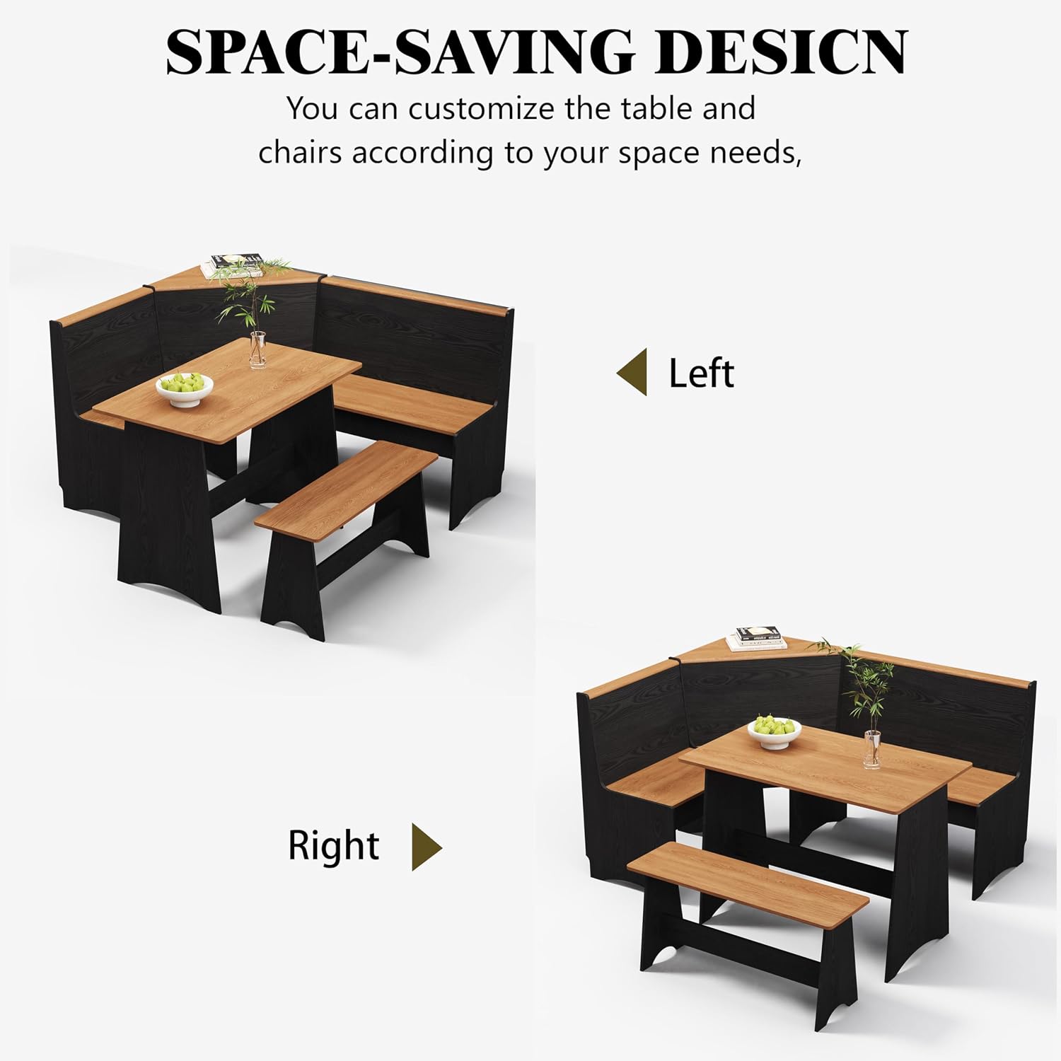 Black Natural Nook Dining Set