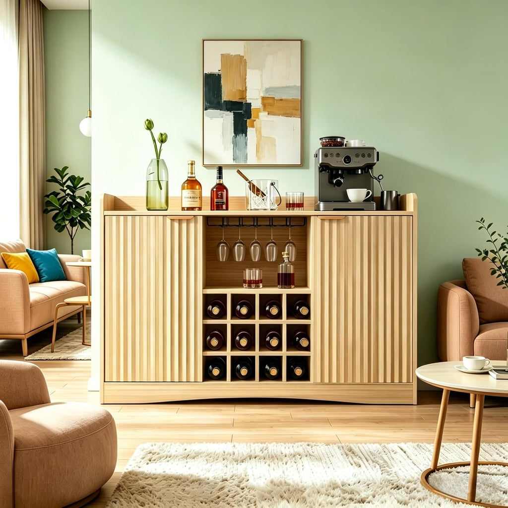 47" Fluted Wine & Coffee Bar Storage Cabinet