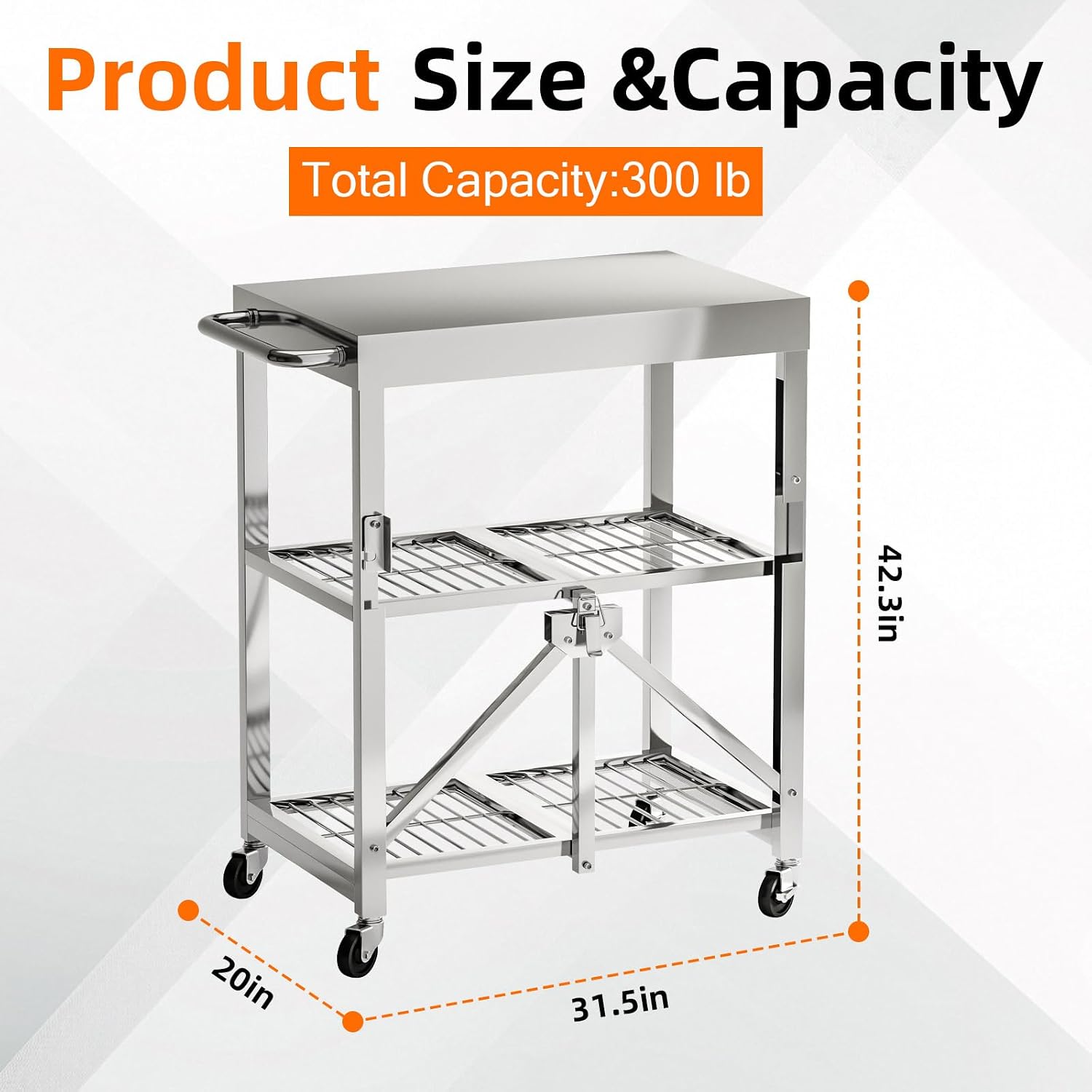 3-Tier Folding Outdoor Grill Cart