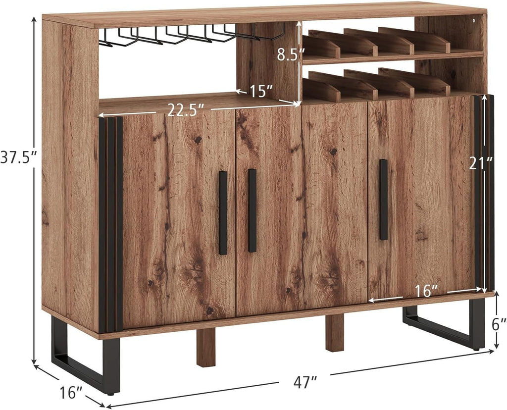 Metal Leg Wine Storage Sideboard Cabinet