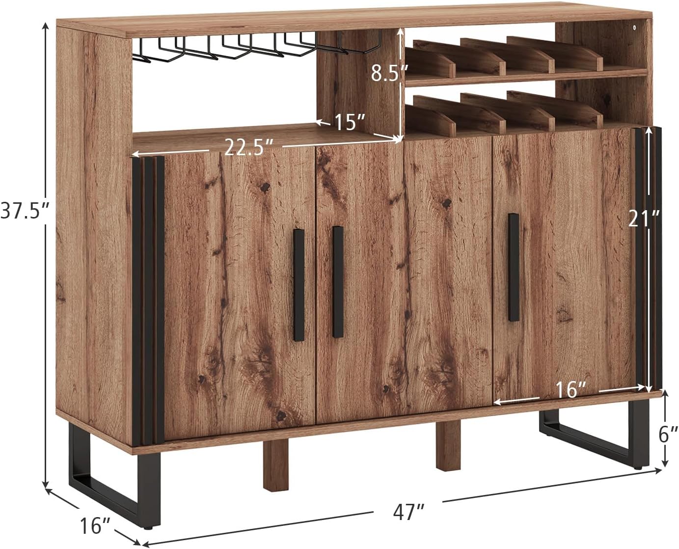Metal Leg Wine Storage Sideboard Cabinet