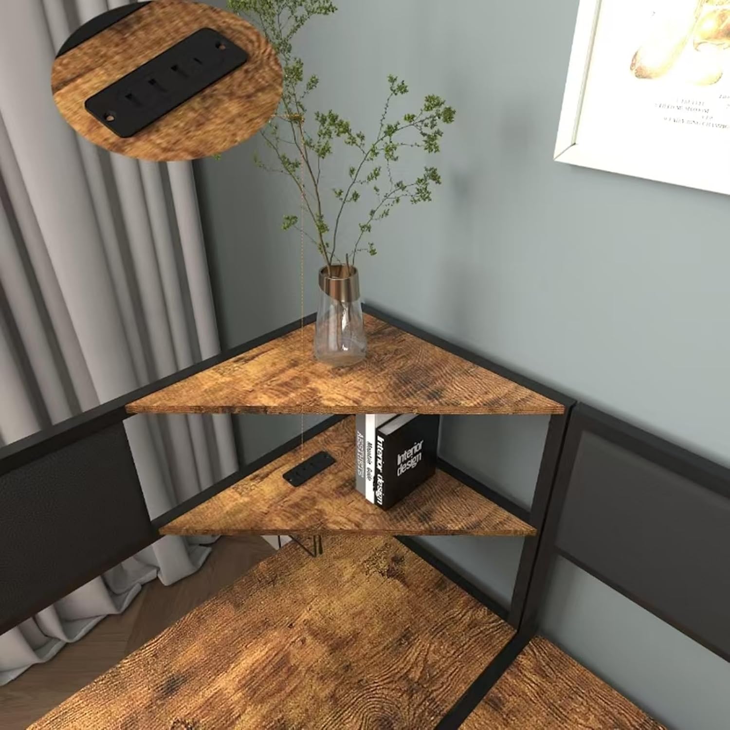 3pc Brown Corner Dining Nook Set