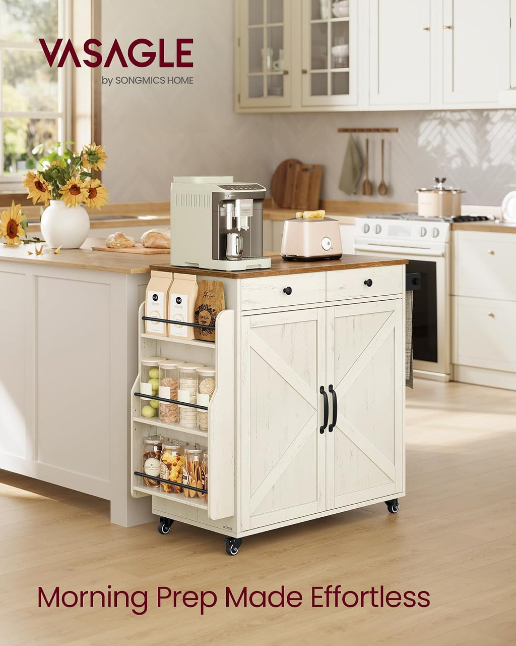 Rolling Rustic Kitchen Island Cart