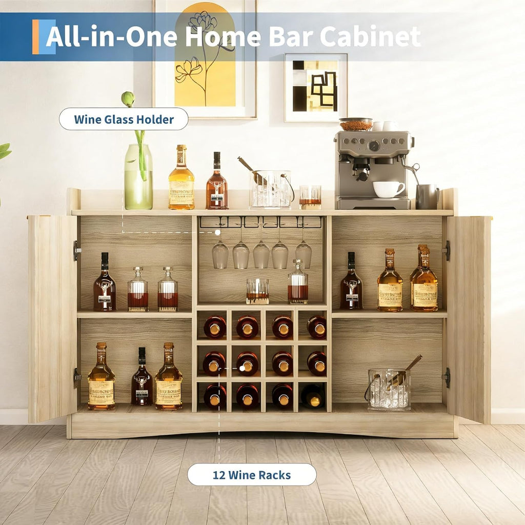 47" Fluted Wine & Coffee Bar Storage Sideboard